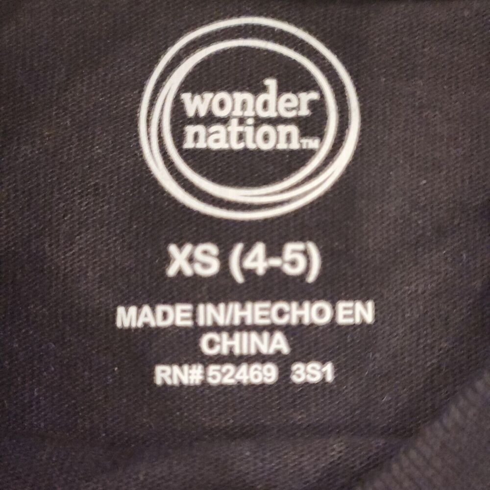 Boys Short Sleeve Pocket T-Shirt Size XS 4/5 Black And White Wonder Nation - Picture 3 of 5